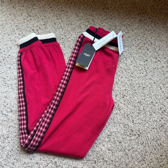 Fendi Pink Jogger Pants with Black and White Trim